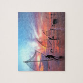 Foto van kleurrijke Sunset Beach Windsurf Bucket L Legpuzzel (Verticaal)