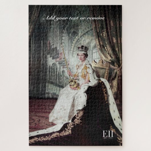 Foto van koningin Elizabeth II op haar koningsdag. Legpuzzel (Verticaal)