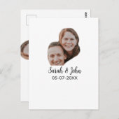 Foto van koppel met naam datum eenvoudige bruiloft briefkaart (Voorkant / Achterkant)