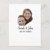 Foto van koppel met naam datum eenvoudige bruiloft briefkaart (Voorkant)