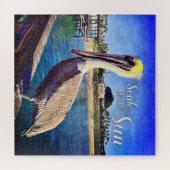 Foto van Kuststrand Pier Pelican Bird, Soak Up Sun Legpuzzel (Horizontaal)