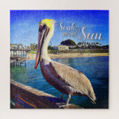 Foto van Kuststrand Pier Pelican Bird, Soak Up Sun Legpuzzel (Verticaal)
