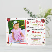 Foto van Ladybug 1e verjaardagsuitnodiging Meislie Kaart (Staand voorkant)