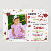 Foto van Ladybug 1e verjaardagsuitnodiging Meislie Kaart (Voorkant / Achterkant)