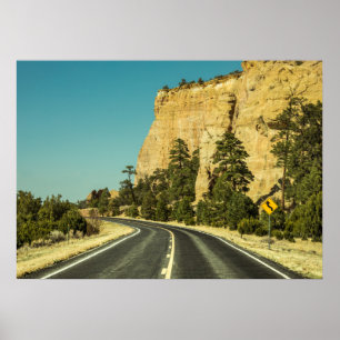 Foto van landschap langs de weg in de VS Poster