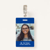 Foto van leerkrachten en noem blauw badge (Achterkant met clip)