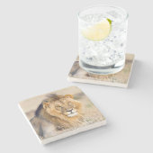 foto van leeuw stenen onderzetter (Zijkant)