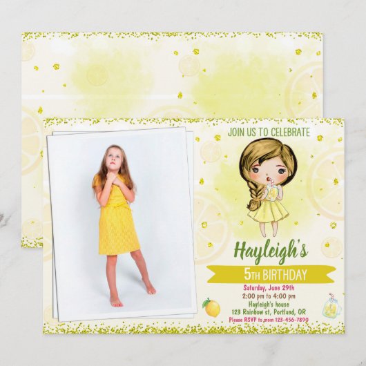 Foto van Lemon Citrus verjaardagslimonade Kaart (Voorkant / Achterkant)