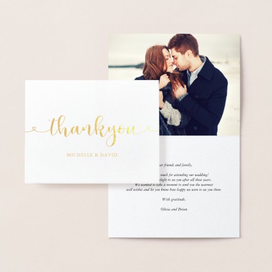 Foto van liefdevolle bruiloft Hartelijk dank Folie Kaarten (Display)