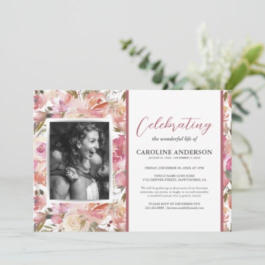 Foto van Life Pink Floral Kaart (Staand voorkant)