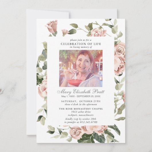 Foto van Life Pink Rose Floral Kaart (Voorkant)