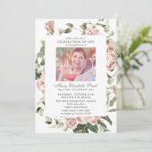 Foto van Life Pink Rose Floral Kaart (Staand voorkant)