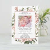 Foto van Life Pink Rose Floral Kaart (Staand voorkant)