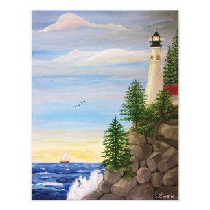 Foto van Lighthouse Cliff Afdruk