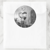  foto van Lingerie model Ronde Sticker (Tas)