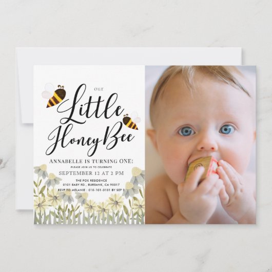 Foto van Little Honey Bee Daisy 1e verjaardag Kaart (Voorkant)