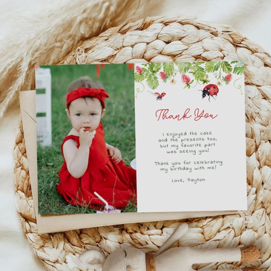 Foto van Little Ladybug Girl Birthday Bedankkaart