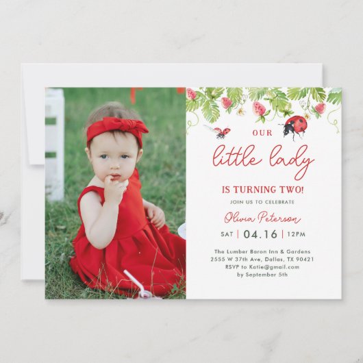Foto van Little Ladybug Girl Birthday Kaart (Voorkant)