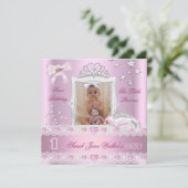 Foto van Little Princess First Birthday Party Kaart (Staand voorkant)