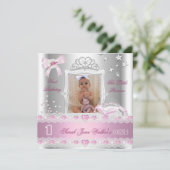 Foto van Little Princess First Birthday Party Kaart (Staand voorkant)