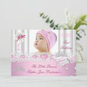 Foto van Little Princess First Birthday Party Kaart (Staand voorkant)
