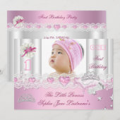 Foto van Little Princess First Birthday Party Kaart (Voorkant / Achterkant)