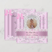 Foto van Little Princess First Birthday Party Kaart (Voorkant / Achterkant)