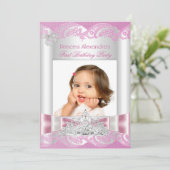 Foto van Little Princess Girl First Birthday Kaart (Staand voorkant)