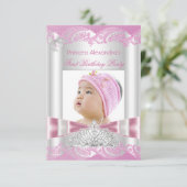 Foto van Little Princess Girl First Birthday Kaart (Staand voorkant)