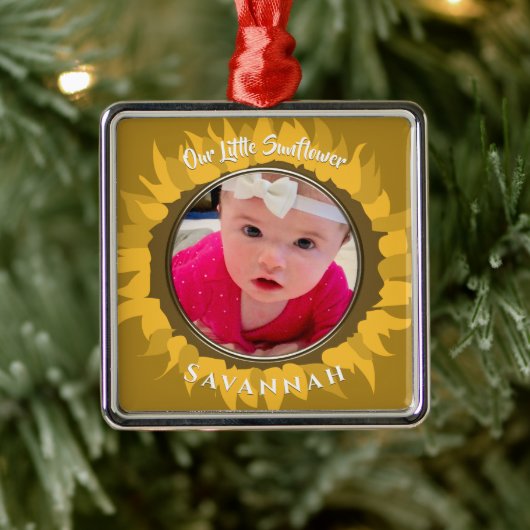 Foto van Little Sunflower Baby Metalen Ornament (Boom)