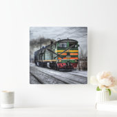 Foto van locomotieven van oude stoommotoren vierkante klok (Huis)