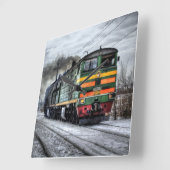 Foto van locomotieven van oude stoommotoren vierkante klok (Hoek)