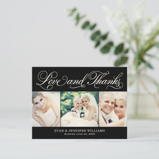 Foto van Love and Bedankt Black Weddenschap Hartel Briefkaart (Staand voorkant)