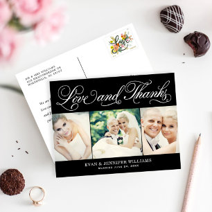 Foto van Love and Bedankt Black Weddenschap Hartel Briefkaart