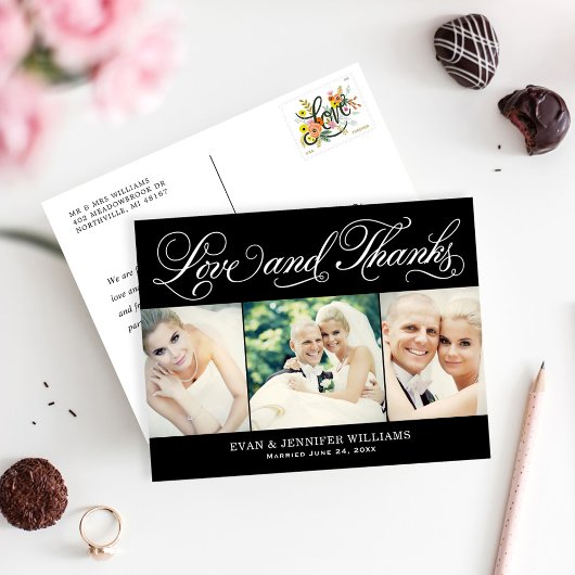 Foto van Love and Bedankt Black Weddenschap Hartel Briefkaart