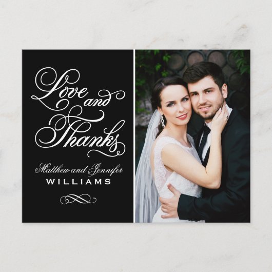 Foto van Love and Bedankt Black Weddenschap Hartel Briefkaart (Voorkant)