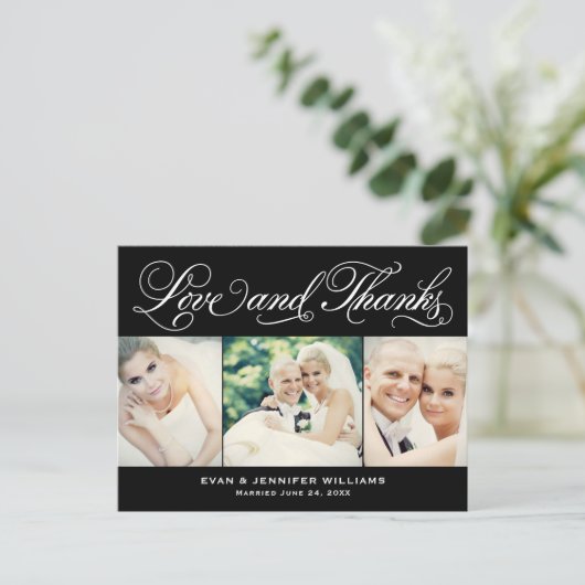 Foto van Love and Bedankt Black Weddenschap Hartel Briefkaart (Staand voorkant)