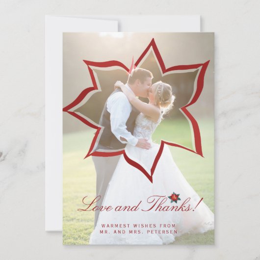 Foto van Love and bedankt kerstbruiloft bedankt Kaart (Voorkant)