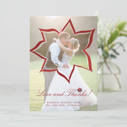 Foto van Love and bedankt kerstbruiloft bedankt Kaart (Staand voorkant)