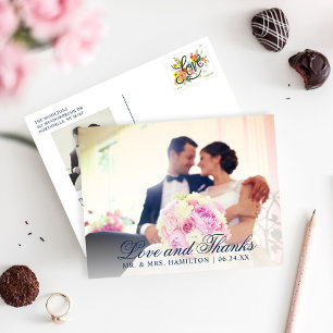 Foto van Love and Bedankt Navy Blue Wedding Briefkaart