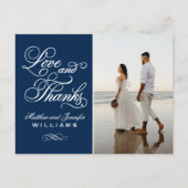 Foto van Love and Bedankt Navy Blue Wedding Briefkaart (Voorkant)