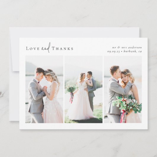 Foto van Love and Bedankt Script Collage Wedding Kaart (Voorkant)