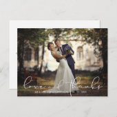 Foto van Love and Bedankt Script Wedding Briefkaart (Voorkant / Achterkant)