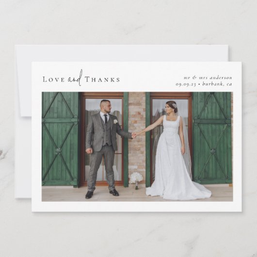 Foto van Love and Bedankt Script Wedding Kaart (Voorkant)