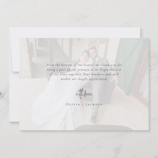 Foto van Love and Bedankt Script Wedding Kaart (Achterkant)
