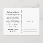 Foto van Love and Bedankt Script Weduwen Hartelijk Briefkaart (Achterkant)