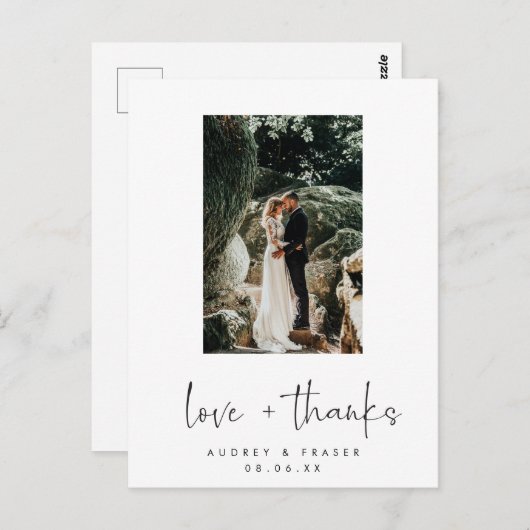 Foto van Love and Bedankt Script Weduwen Hartelijk Briefkaart (Voorkant / Achterkant)