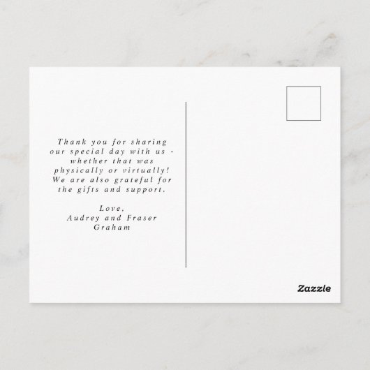 Foto van Love and Bedankt Script Weduwen Hartelijk Briefkaart (Achterkant)