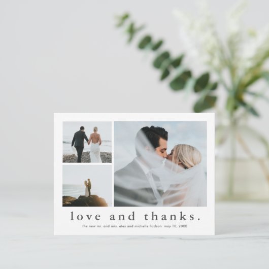 Foto van Love and Bedankt Wedding Briefkaart (Staand voorkant)