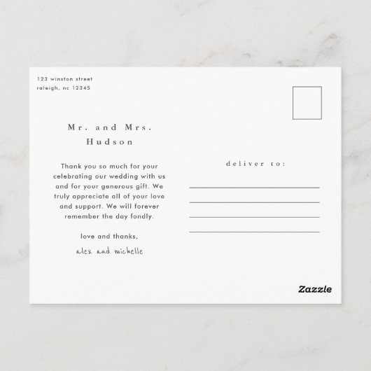 Foto van Love and Bedankt Wedding Briefkaart (Achterkant)